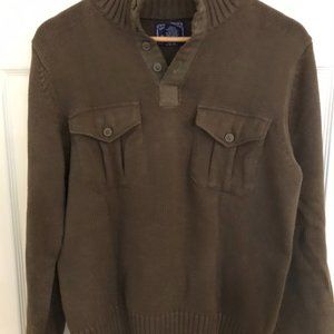 Lucky Brand Mens Heavy Henley Cotton Sweater in Army Green